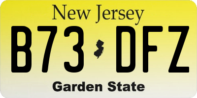 NJ license plate B73DFZ