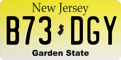 NJ license plate B73DGY
