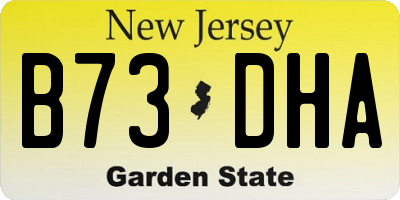 NJ license plate B73DHA