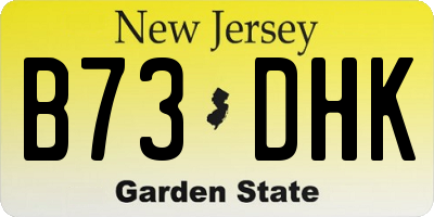 NJ license plate B73DHK