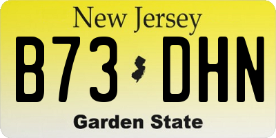 NJ license plate B73DHN