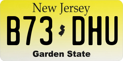 NJ license plate B73DHU