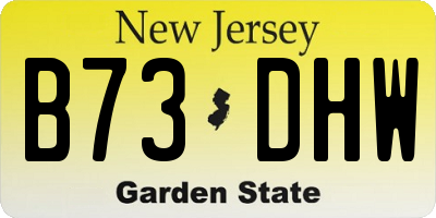 NJ license plate B73DHW