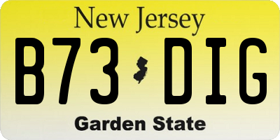 NJ license plate B73DIG