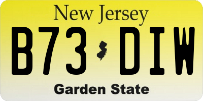NJ license plate B73DIW