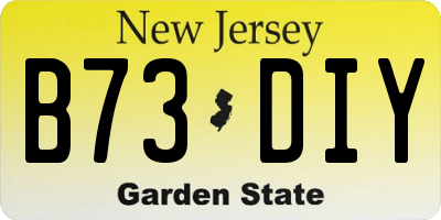 NJ license plate B73DIY