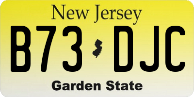 NJ license plate B73DJC