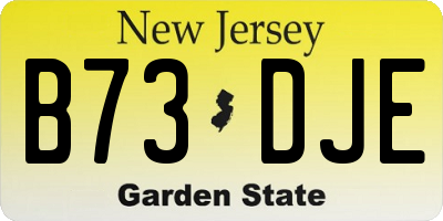 NJ license plate B73DJE