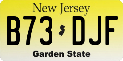 NJ license plate B73DJF