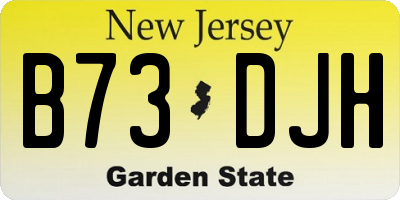 NJ license plate B73DJH