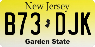 NJ license plate B73DJK