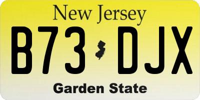 NJ license plate B73DJX