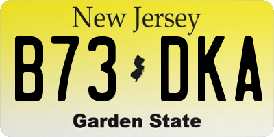NJ license plate B73DKA