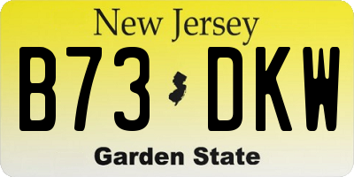 NJ license plate B73DKW