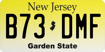 NJ license plate B73DMF
