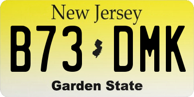 NJ license plate B73DMK