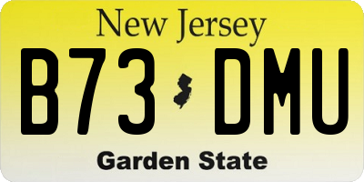 NJ license plate B73DMU