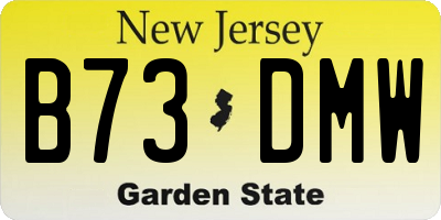 NJ license plate B73DMW