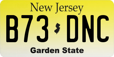 NJ license plate B73DNC