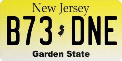 NJ license plate B73DNE