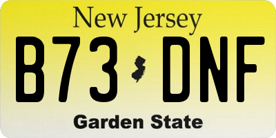 NJ license plate B73DNF