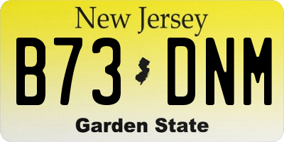 NJ license plate B73DNM