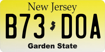 NJ license plate B73DOA