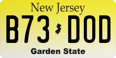 NJ license plate B73DOD