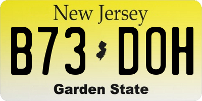 NJ license plate B73DOH