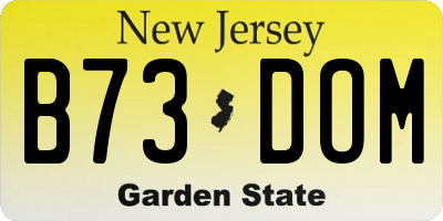 NJ license plate B73DOM