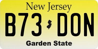 NJ license plate B73DON