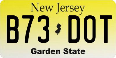 NJ license plate B73DOT