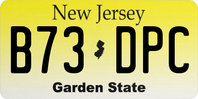 NJ license plate B73DPC