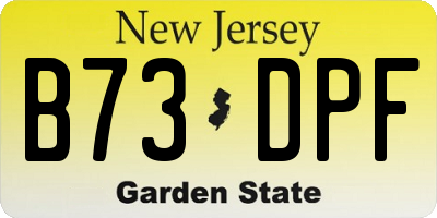 NJ license plate B73DPF