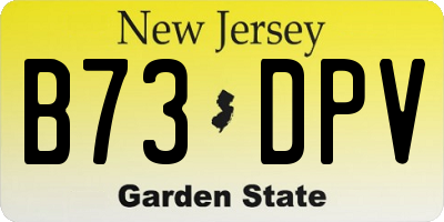 NJ license plate B73DPV