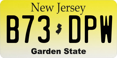 NJ license plate B73DPW