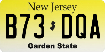 NJ license plate B73DQA