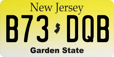 NJ license plate B73DQB