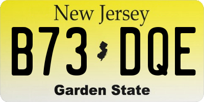 NJ license plate B73DQE