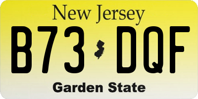NJ license plate B73DQF