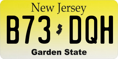 NJ license plate B73DQH