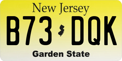 NJ license plate B73DQK