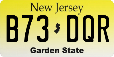 NJ license plate B73DQR