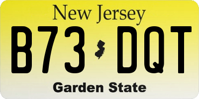 NJ license plate B73DQT