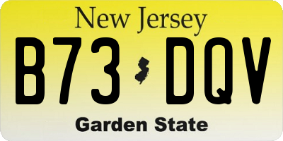 NJ license plate B73DQV