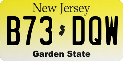 NJ license plate B73DQW