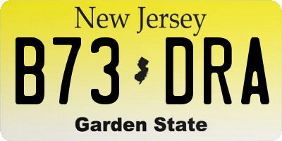 NJ license plate B73DRA