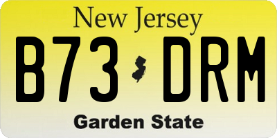 NJ license plate B73DRM