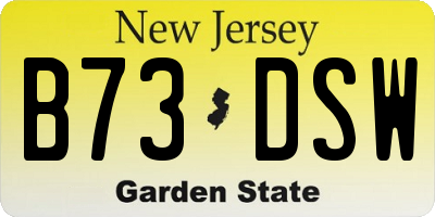 NJ license plate B73DSW
