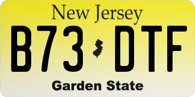 NJ license plate B73DTF